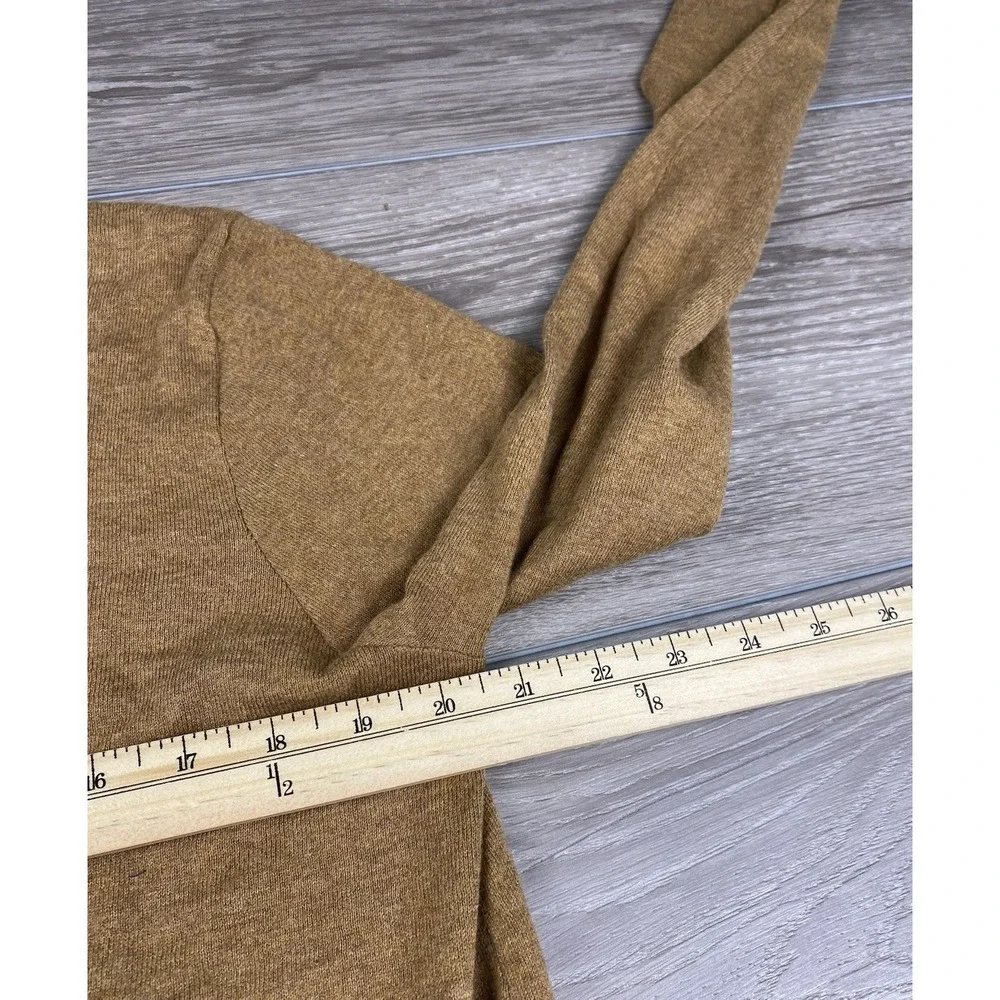 J Crew Women's Long Sleeve Plaid Accent Collar & Hem Sweater‎ Brown Size Large